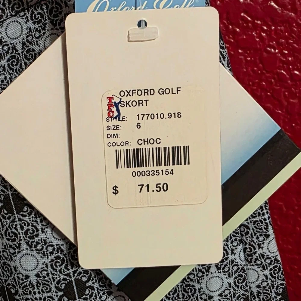 Oxford Golf Women Skort Brown White Geometric HydroWick Performance Size 6‎